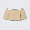 Minirock mit Falten und umgeschlagenem Bund – Beige Minirock mit Falten und umgeschlagenem Bund – Beige
