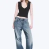 Missy Low-Rise-Jeans mit lockerer, gerader Passform – Blue Horses – Mittelblau