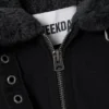 Mit Fell gefütterte Canvas-Jacke – Schwarz