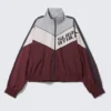 Mit Print ausgestattete Colourblock-Trainingsjacke – Grau/Rosa/Rot