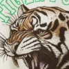 Mit Print-Print-T-Shirt mit kurzen Ärmeln im College-Stil – Weiß & Grün – Tiger Fury Mit Print-Print-T-Shirt mit kurzen Ärmeln im College-Stil – Weiß & Grün – Tiger Fury