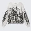 Mit Print verzierter Strickpullover aus Wollmischung – Weiß – Schwarzes Muster Mit Print verzierter Strickpullover aus Wollmischung – Weiß – Schwarzes Muster