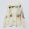 Mit Printes Oversize-Langarmshirt – Staubweiß Mit Printes Oversize-Langarmshirt – Staubweiß