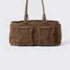 Mittlere Umhängetasche mit Taschen – Dunkelkhaki Mittlere Umhängetasche mit Taschen – Dunkelkhaki
