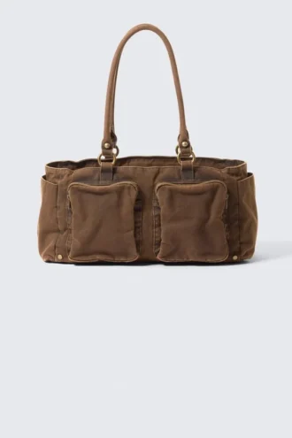 Mittlere Umhängetasche mit Taschen – Dunkelkhaki
