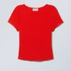Modal-T-Shirt mit abgerundetem Saum – Rot Modal-T-Shirt mit abgerundetem Saum – Rot