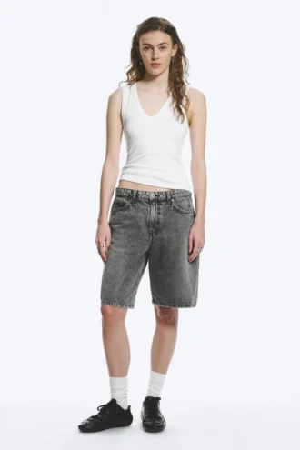 Monterey Low Rise Denim Shorts – Grey Fade – Grau