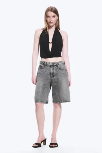 Monterey Low Rise Denim Shorts – Grey Fade – Grau