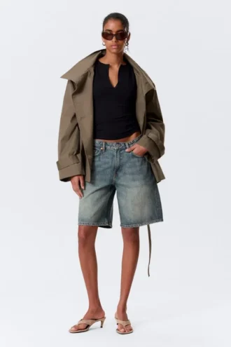 Monterey Low-Rise-Jeansshorts – Arizona Blue – Mittelblau