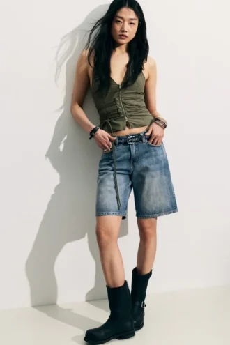 Monterey Low-Rise-Jeansshorts – Arizona Blue – Mittelblau