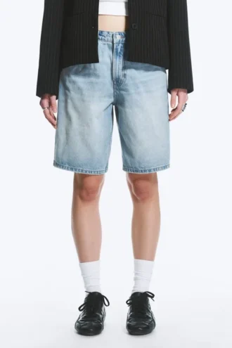 Monterey Low-Rise-Jeansshorts – Kimberley Blue – Hellblau