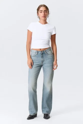 Moon Mid Rise Regular Bootcut Jeans – Seventeen Blue – Mittelblau