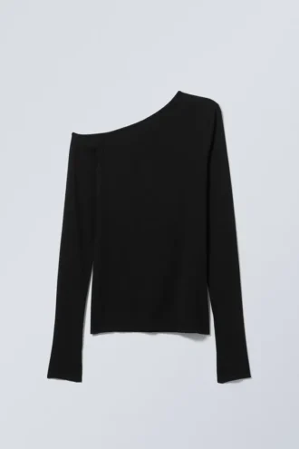 Myra nahtloses Langarm-Top – Schwarz