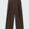 Nate Baggy-Fit-Anzughose mit Falten – Dunkelbraun Nate Baggy-Fit-Anzughose mit Falten – Dunkelbraun
