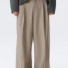 Nate Baggy Fit Plissee-Anzughose – Nadelstreifen Beige Melange Nate Baggy Fit Plissee-Anzughose – Nadelstreifen Beige Melange