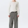 Nate Baggy Fit Plissee-Hose – hellgrau mit Nadelstreifen Nate Baggy Fit Plissee-Hose – hellgrau mit Nadelstreifen