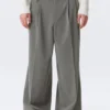 Nate Baggy Fit Plissee-Hose – hellgrau mit Nadelstreifen Nate Baggy Fit Plissee-Hose – hellgrau mit Nadelstreifen
