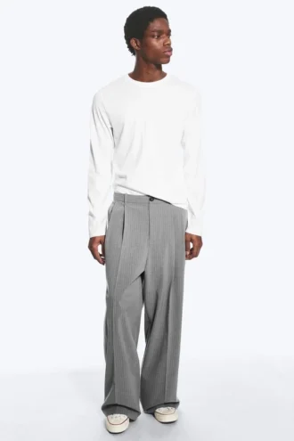 Nate Baggy Fit Plissee-Hose – Hellstaubgrau Nate Baggy Fit Plissee-Hose – Hellstaubgrau