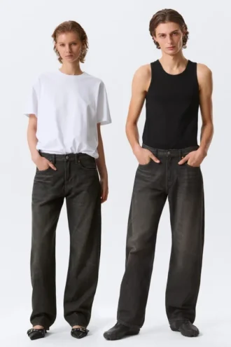 Nebula Mid Rise Loose Barrel Unisex-Jeans – Chelsea Black – Schwarz