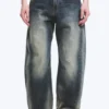 Nebula Unisex-Jeans mit mittlerer Leibhöhe und lockerem, tonnenförmigem Barrel-Bein – Laser Blue – Mittelblau Nebula Unisex-Jeans mit mittlerer Leibhöhe und lockerem, tonnenförmigem Barrel-Bein – Laser Blue – Mittelblau