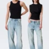 Nebula Unisex-Jeans mit mittlerer Leibhöhe und lockerem, tonnenförmigem Barrel – Kimberley Blue – Hellblau Nebula Unisex-Jeans mit mittlerer Leibhöhe und lockerem, tonnenförmigem Barrel – Kimberley Blue – Hellblau