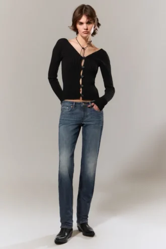 Neptune Low Rise Slim Straight Leg Jeans – Blue Hymn – Mittelblau