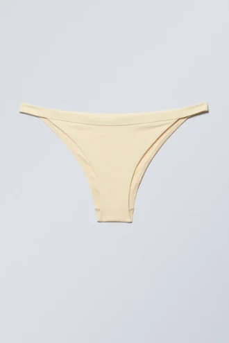 Niedrig geschnittene, gerippte brasilianische Bikinihose – Hellgelb