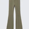 Niedrige Leibhöhe, schmale, ausgestellt geschnittene Hose – Dunkelkhaki Niedrige Leibhöhe, schmale, ausgestellt geschnittene Hose – Dunkelkhaki
