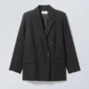 Norma Zweireihiger Blazer – Schwarz