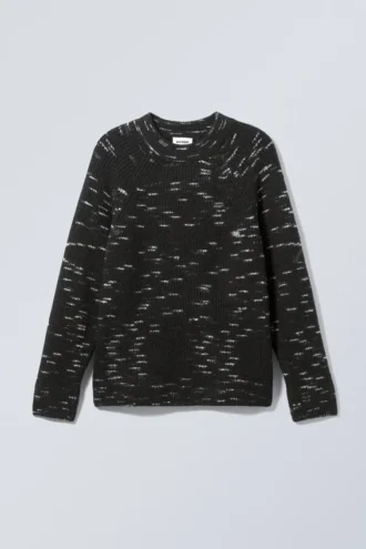 Norman Lässiger Raglan-Pullover – Schwarz meliert