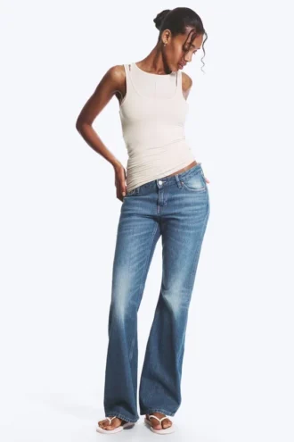 Nova Low Rise Slim Bootcut Jeans – Mine Blue – Mittelblau