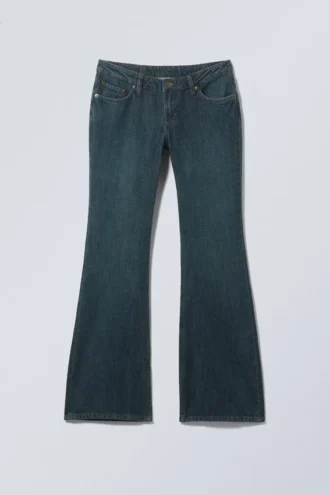 Nova Low Rise Slim Bootcut Jeans – Seeblau – Mittelblau