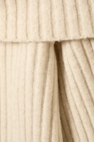 Off-Shoulder-Pullover aus geripptem Strick – Hellbeige