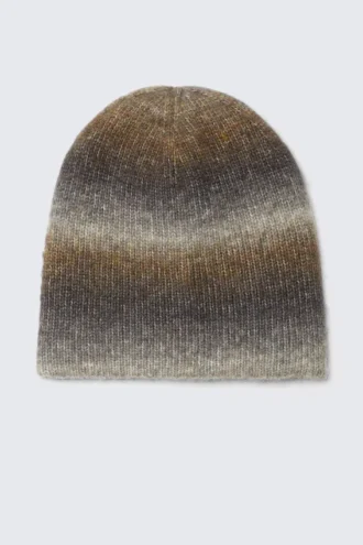 Ombre-gestreifte Mütze – Dusty Beige