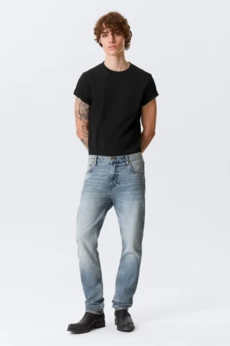 Orion Mid Rise Slim Fit Straight Jeans – Blue Horses – Mittelblau