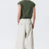 Otis Baggy-Chino aus plissiertem Twill – Hellbeige