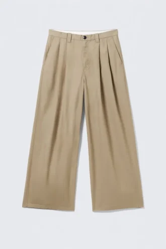 Otis Oversized-Chino aus plissiertem Baumwolltwill – Beige