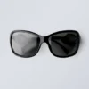 Ovale Sonnenbrille mit Metalldetails – Schwarz Ovale Sonnenbrille mit Metalldetails – Schwarz