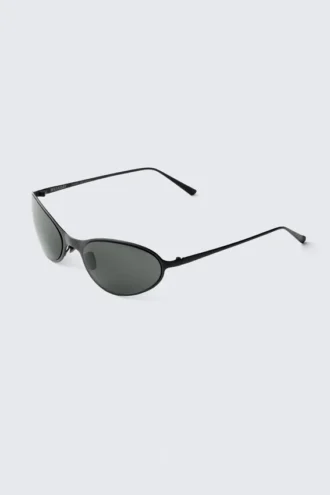 Ovale Sonnenbrillen aus Metall – Schwarz – Dunkle Gläser