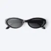 Ovale Sonnenbrillen – Schwarz – Schwarze Gläser Ovale Sonnenbrillen – Schwarz – Schwarze Gläser