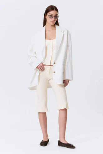 Oversize-Blazer mit Einreiher-Schlitz – Off-White