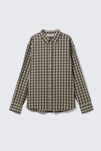 Oversize-Karo-Hemd – beige kariert