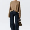Oversize-Langarmshirt – gewaschenes Dunkelbeige Oversize-Langarmshirt – gewaschenes Dunkelbeige