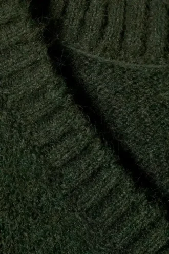 Oversize-Pullover aus Wollmischung mit V-Ausschnitt – Dunkelgrün