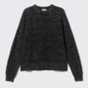 Oversize-Pullover mit Rippbündchen – Schwarz Oversize-Pullover mit Rippbündchen – Schwarz