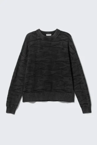 Oversize-Pullover mit Rippbündchen – Schwarz