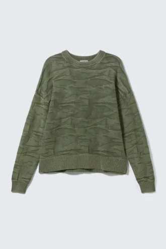 Oversize-Pullover mit Rippmuster – strukturiert, dunkelgrün
