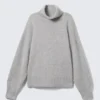 Oversize-Rollkragen-Pullover aus Wolle – Grau meliert Oversize-Rollkragen-Pullover aus Wolle – Grau meliert