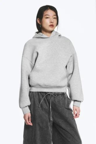 Oversize-Scuba-Kapuzenpullover – Hellgrau