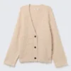 Oversize-Strickjacke mit V-Ausschnitt – Beige Oversize-Strickjacke mit V-Ausschnitt – Beige